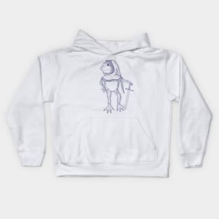 Sketch of a Medieval Frog Vintage style Kids Hoodie